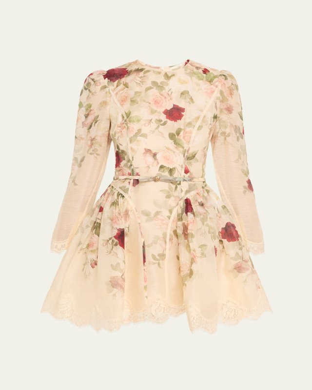 Floral Lace Paneled Mini Dress